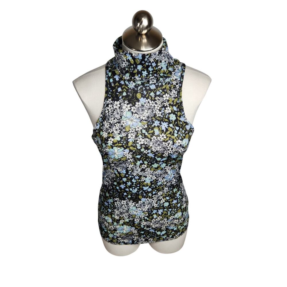 Free People Intimately Floral Sleeveless Turtleneck Tank Top Womens Size Large